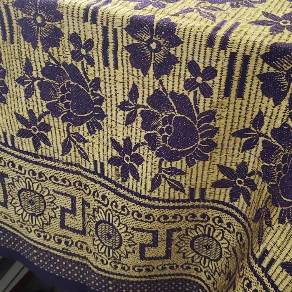 purple and gold batik tablecloth